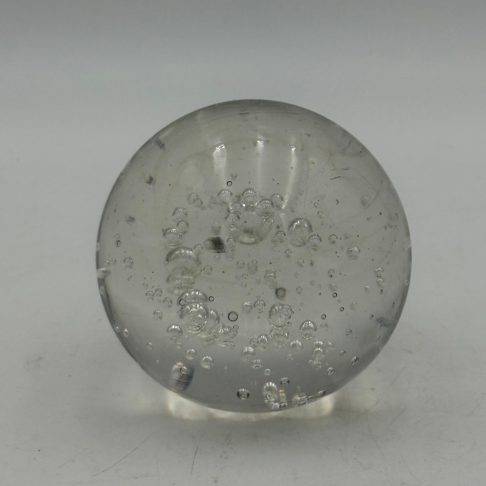 Vintage Clear Controlled Bubble Glass Paperweight Hand Blown Orb 3.5 Inch